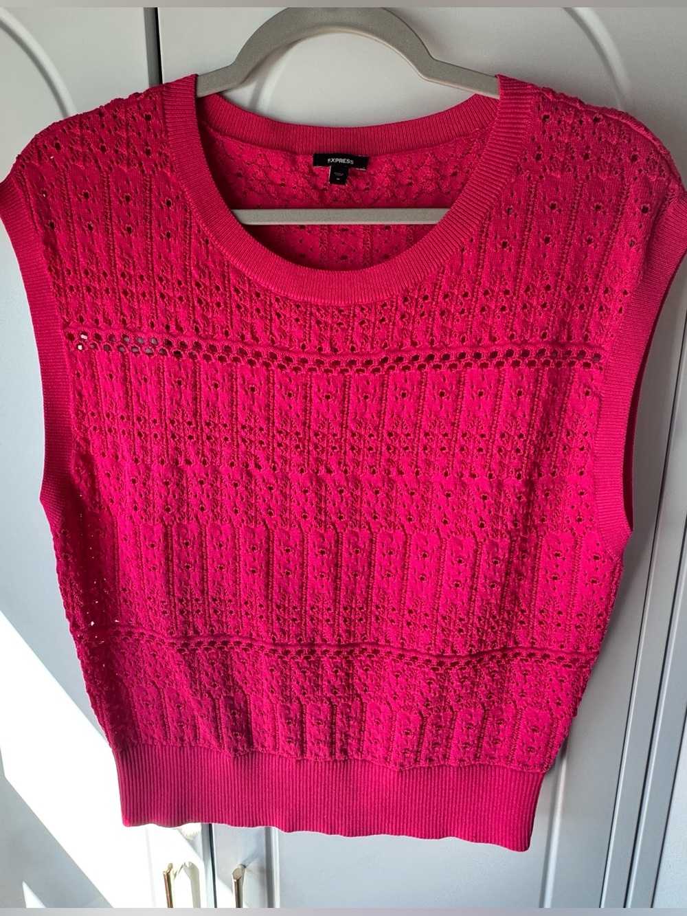 Express Women's Bright Pink Knit Sleeveless Sweater Vest